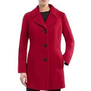 Covington Women's Red Poly/Rayon/Spandex Fleece Single Breasted Dress Coat